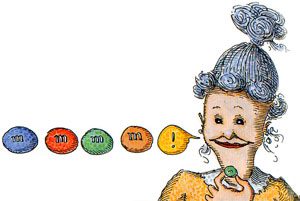 How Sweet It Is (And Was) illustration of woman eating m & ms